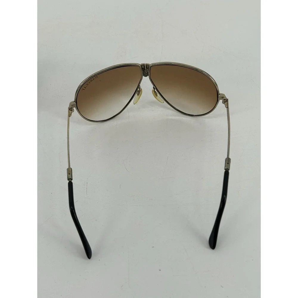 Vintage Folding Aviator Sunglasses W/ Brown Gradient & Case Barclay READ